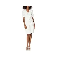 anne klein robe portefeuille à manches courtes pour femme avec anneau torique, blanc brillant, taille xs