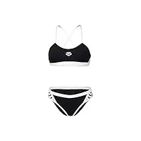 arena women's icons bikini cross back solid deux pièces, black-white, 38