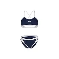 arena women's icons bikini cross back solid deux pièces, navy-white, 38