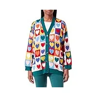 love moschino long-sleeved maxi cardigan gilet, cœurs multicolores, 50 femme