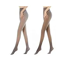 turmin collants d'hiver, 2 paires de jambes minceur collants thermiques polaire chaud femmes translucide slim extensible pantalon taille haute leggings, café-320g(-10-5℃