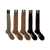 coolorfool pack de 5 mi-bas - chaussettes hautes - homme - fil d'écosse de luxe - fines douces 100% coton 1 beige, 2 noisette, 2 marron t41/42