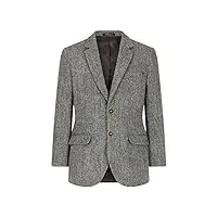 walker & hawkes - blakemore - blazer classique pour homme - harris tweed à chevrons - gris métallique - eu 60 (uk 50)