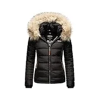 marikoo veste d'hiver matelassée pour femme avec fourrure synthétique amovible lerikaa xs-3xl, noir , l