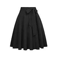 belle poque vintage mi-longue jupe noire femme Été décoré ceinture m bp561-1