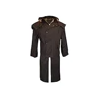 walker & hawkes - veste cirée longue stockman - unisexe - style cape - capuche - marron - m