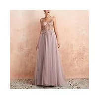 zying robe de soirée, robe longue dos nu splite a-ligne avec des cristaux du parti robes (color : pink, size : 14)