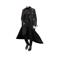 ni_ka manteau homme long trench-coat blouson décontractée ample manteaux léger à boutons de couleur unie trench de tempérament