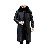 veste d'hiver en cuir pour homme avec col en fourrure et velours chaqueta masculina, noir , xxxxl