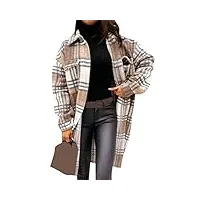 efofei femme tunique tops décontracté ample longues veste de transition surdimensionnée boutons surchemise poches plaquées brun gris xl