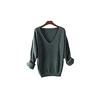 gyqwjpc pull femmes v-col cachemire laine automne hiver pull long pull lâche pull pull femelle pull pull de dames (color : dark green, size : xxl)