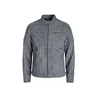 jack & jones veste en similicuir pour hommes, style blouson de motard et bomber, modèle jjerocky coat, veste de transition., couleurs:vert-clair, taille de veste:xxl
