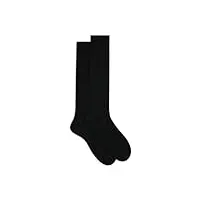 gallo - la chaussette italienne, mi-bas, women's long ribbed plain charcoal grey cashmere socks