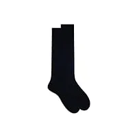 gallo - la chaussette italienne, mi-bas, women's long ribbed plain blue cashmere socks