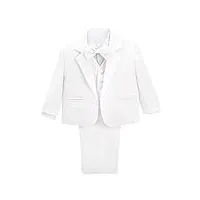 lito angels costume mariage ceremonie bebe garcon, ensemble 5 pieces (blazer, gilet, chemise, noeud papillon et pantalon), taille 18-24 mois (étiquette en tissu 02), blanc 057