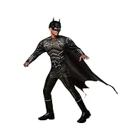 rubies - dc officiel - the batman - déguisement de luxe pour adultes - taille std - costume avec combinaison à manches longues, cape et masque
