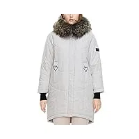 roquorl veste d'hiver pour femme manteau matelassé long vêtements chauds avec veste à capuche en fourrure m032 gray l