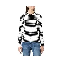 lacoste t-shirt marinière manches longues femme , marine/farine, 34