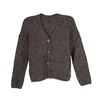 stylebreaker cardigan en tricot boucle pour femme, avec patte de boutonnage, cardigan uni, gilet en tricot bouclette, taille unique 08010081, couleur:gris