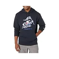 champion powerblend graphic pull à capuche en polaire pour homme sweatshirt, bleu marine 586 m2a