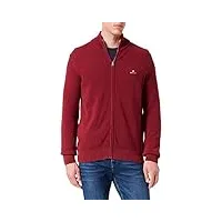 gant cotton pique zip cardigan sweater, plumped red, xs homme