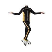 coyi veste et pantalon sur le patinage artistique,ensemble vêtements de patinage sur glace polaire extensible leggings de sport pour la formation professionnelle compétition(size:xxl,color:noir)