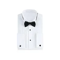 gollnwe chemise de smoking pour homme avec col ailé et boutons de manchette et nœud papillon, blanc, taille m