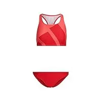 adidas b bars bikini swimsuit women's, top:semi turbo bottom:vivid red s21, l