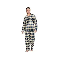 citycomfort pyjama homme, ensemble de pyjamas à carreaux (bleu/moutarde, xl)