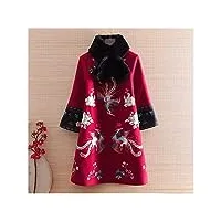 zying hiver femmes collier parka outerwear rétro broderie phoenix élégante dame chaude trench-coat épais femelle (color : a, size : l code)