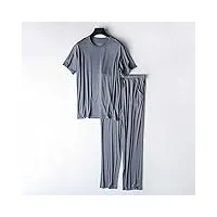 zying pyjamas à manches courtes for hommes, pyjama for hommes for le printemps et l'été (color : gray, size : large code)