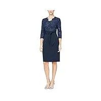 alex evenings robe de cocktail avec ceinture nouée pour femme, bleu marine., 48
