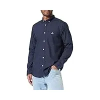 gant d1. reg micro print oxford shirt chemise, evening blue, s homme
