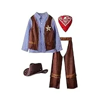 relibeauty déguisement cowboy enfant costume garçon carnaval halloween bleu 9-10ans, 130
