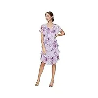 s.l. fashions robe en mousseline à manches courtes et volants (missy and petite) occasion spéciale, motif floral violet, 46 femme