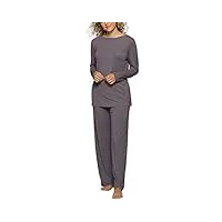vanity fair ensemble pyjama en modal beyond comfort pour femme (manches courtes et longues), manches longues - bleu chiné, xxl