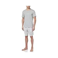 calvin klein s/s short set 000nm2177e pyjamas, gris (gry hthr top/hnd outline lg_wh btm), l homme