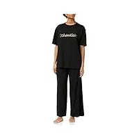 calvin klein s/s pant set 000qs6916e pyjamas, noir (black w. old gold logo), xs femme