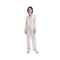 calvin klein l/s pant set 000qs6551e pyjamas, rouge (ck pin stripe_tapioca), s (lot de 2) femme