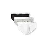 calvin klein slip homme lot de 3 sous-vêtement coton stretch, multicolore (black/white/grey heather), xl