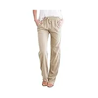 yuson girl pantalon femme en lin décontractés pantalons légers casual elastique ceinture avec poches printemps et eté kak,s