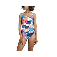 nautica women's standard one piece swimsuit crossback tummy control quick dry bathing suit, multi, x-large