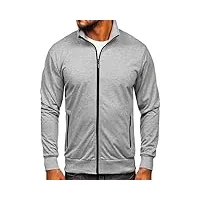 bolf homme sweat-shirt avec fermeture eclair avec imprime sweat manches longues zippe temps libre sport fitness basic outdoor casual style b069 gris m [1a1]