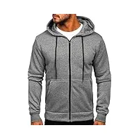 bolf homme sweat-shirt a capuche avec fermeture eclair hoodie sweat zippe manches longues temps libre sport fitness outdoor basic casual style hw2787 gris(fonce) m [1a1]
