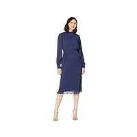 maggy london georgette robe avec col montant et ceinture pour femme, bleu marine, 44