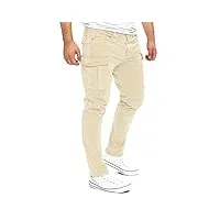 yazubi jayden - pantalons cargo pour hommes - pantalons cargo slim fit pour hommes - cargo en coton Élastiqué, beige (rainy day 135304), w33/l34