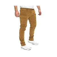 yazubi jayden - pantalon cargo jogger homme - pantalon slim fit homme - pantalon en coton, marron (toffee 181031), w32/l34