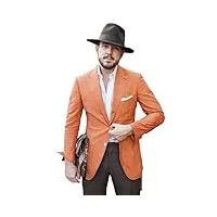 casual orange hommes costumes pièces veste pantalon cravate groom blazer (color, size : xl.)