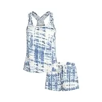lucky brand ensemble de pyjama pour femme - débardeur 2 pièces dans le dos croisé et short de nuit (s-xl), bleu tie dye, xl