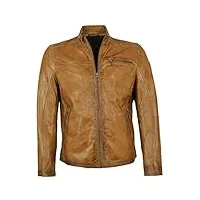 milestone veste en cuir véritable pour homme, nappa d'agneau, cognac clair, marron, 54